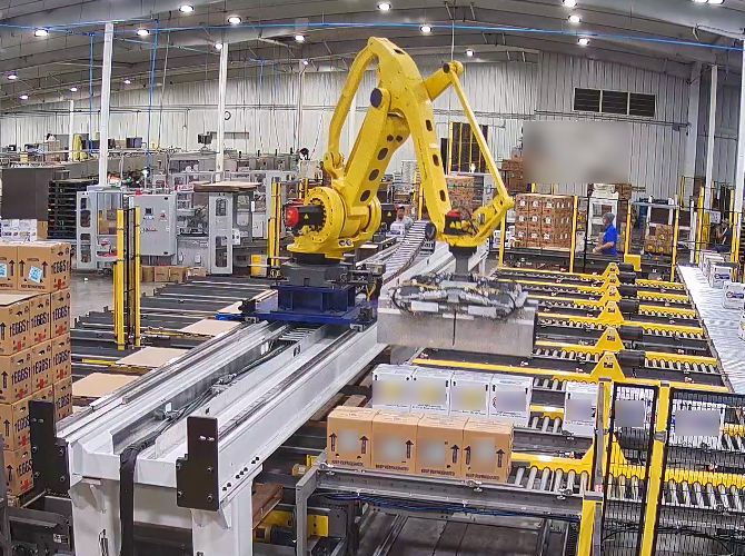 8-Lane Case and Basket Palletizing system